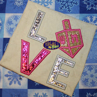 Love Hanukkah Dreidel Holiday Applique Embroidery Design