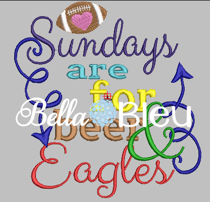 Sundays are for beer and Eagles football machine embroidery