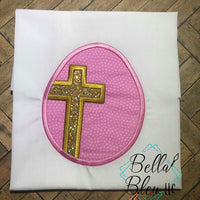 Religious Easter Egg with Cross Applique Machine Embroidery design