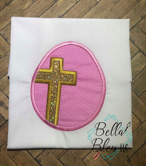 Religious Easter Egg with Cross Applique Machine Embroidery design