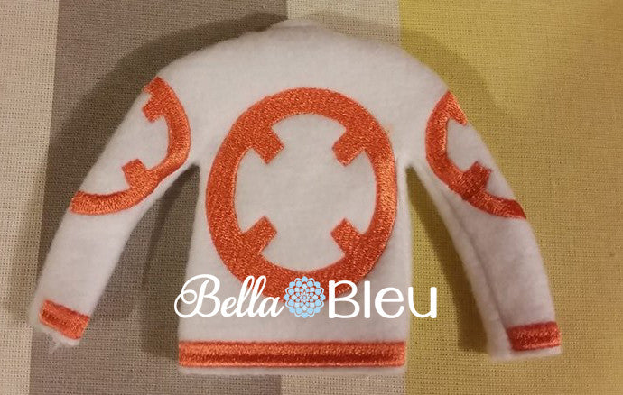 ITH In the hoop Inspired BB8 Star Wars Elf Sweater Shirt Machine Embroidery Design