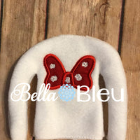 ITH Elf Sweater with Polka Dotted Bow Machine Embroidery in the hoop design