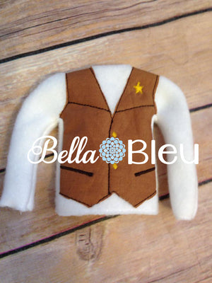 ITH In The Hoop Elf Inspired Woody Cowboy Sheriff Shirt Vest Sweater Embroidery Design