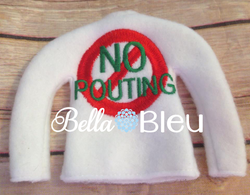 ITH In The Hoop Elf "NO Pouting" Christmas Sweater Shirt Machine Embroidery Design