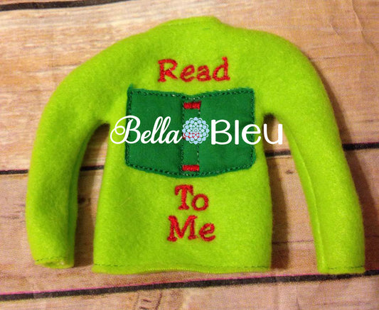 ITH In The Hoop Elf "Read To Me" Sweater Shirt Machine Embroidery Design