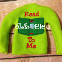 ITH In The Hoop Elf "Read To Me" Sweater Shirt Machine Embroidery Design