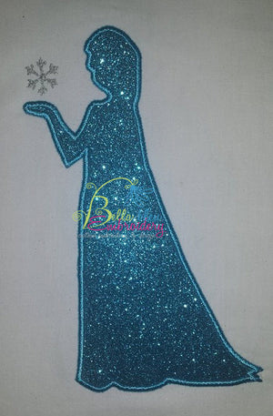 Inspired Snow Princess Applique Embroidery Design