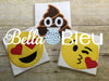 Emoji Poo Poop Kisses and Love Faces set of 3 embroidery applique designs