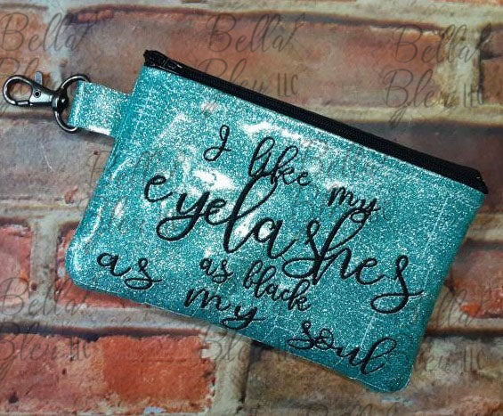 In the Hoop Black Eyelashes as black as my soul zipper bag Wallet