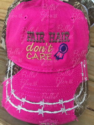 Fair hair don't care baseball hat design