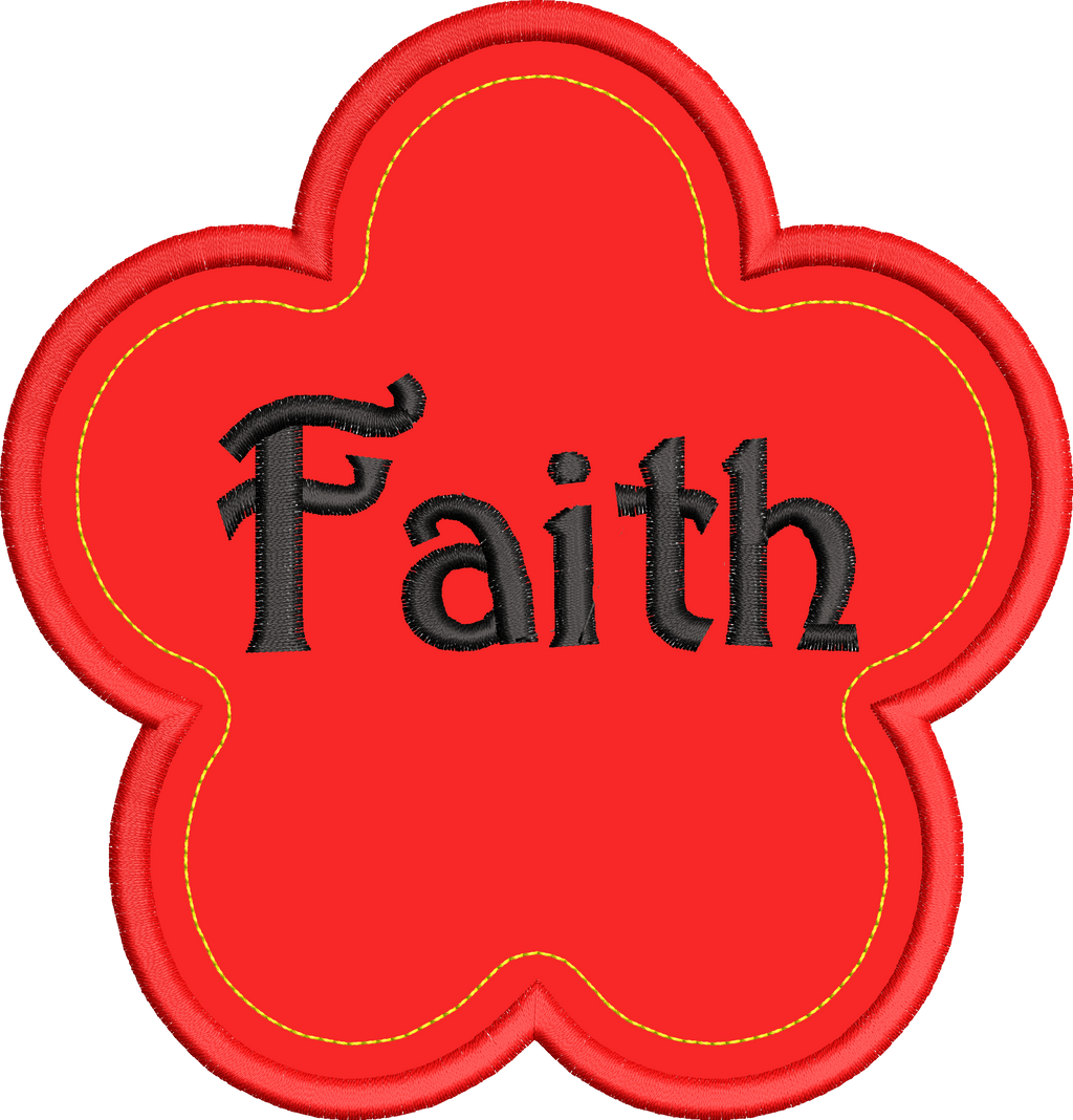 Faith Flower Religious Machine Applique Embroidery Design