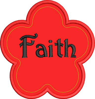 Faith Flower Religious Machine Applique Embroidery Design