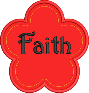 Faith Flower Religious Machine Applique Embroidery Design
