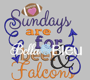 Sundays are for beer and Falcons football machine embroidery design