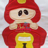Fireman Baby with Daddy's Hat Machine Applique Embroidery Design