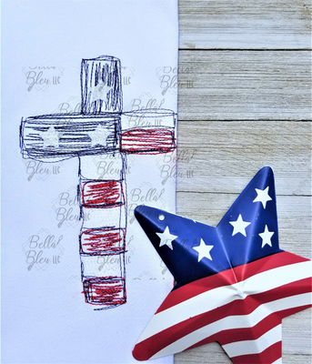 American Flag Cross Scribble