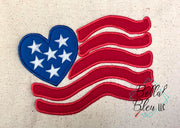 Heart Flag Applique 4th of July