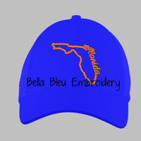 State of Florida with Signature Florida baseball hat cap machine embroidery design
