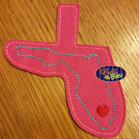 ITH in the hoop State of Florida key fob luggage tag machine embroidery design