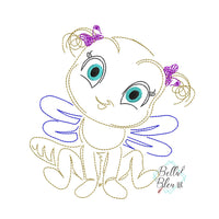 Quick Stitch Girl Fly Insect Bug Machine Embroidery Design COLORWORK