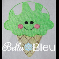 Kawaii Sketchy Ice Cream Cone Fair Farm Machine Embroidery Design
