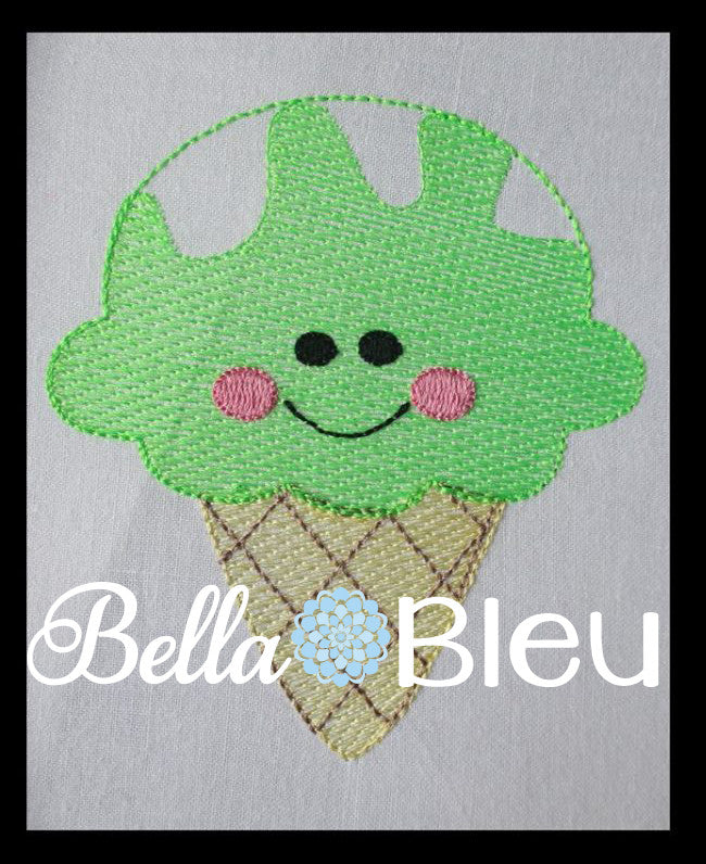 Kawaii Sketchy Ice Cream Cone Fair Farm Machine Embroidery Design