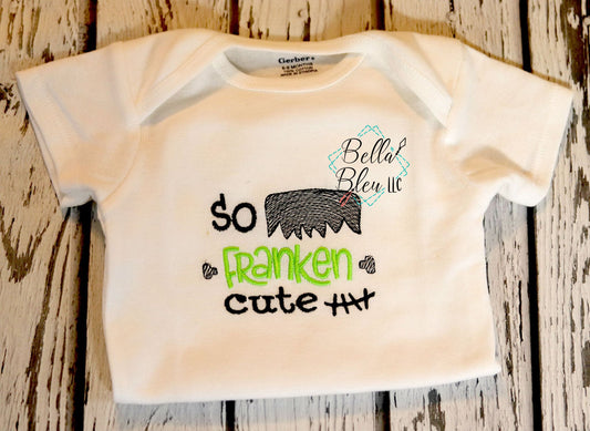 Halloween Frankenstein Embroidery - So Franken Cute Sketchy Machine Embroidery design