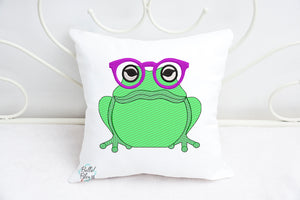 Sketchy Frog with Glasses Machine Embroidery design