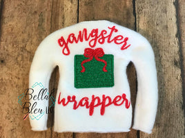 ITH Elf  "Christmas Gangster Wrapper" Sweater Shirt machine embroidery design