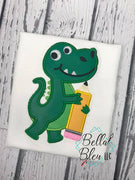 Alligator Gators holding Pencil back to school machine embroidery design
