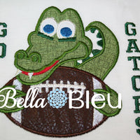 Gators Football Mascot, Alligator Football Mascot Applique Machine embroidery design