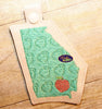 Georgia State Peach filled key fob key chain machine in the hoop embroidery design