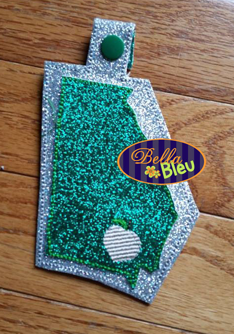 ITH in the hoop State of Georgia Key fob luggage tag machine embroidery design