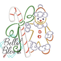 Christmas Gingerbread man Satin Swirl Machine Embroidery Design
