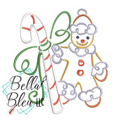 Christmas Gingerbread man Satin Swirl Machine Embroidery Design