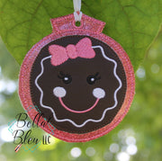ITH Christmas Ornament Gingerbread Girl Machine Applique Embroidery