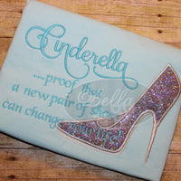 Sexy Cinderella Glass Slipper Stiletto Heels Applique Embroidery Designs Design