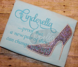 Sexy Cinderella Glass Slipper Stiletto Heels Applique Embroidery Designs Design