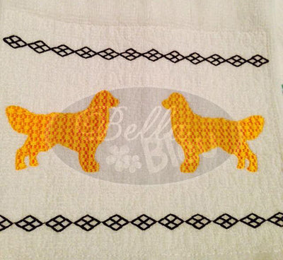 Faux Smocking Golden Retreiver Dog Machine Embroidery Design