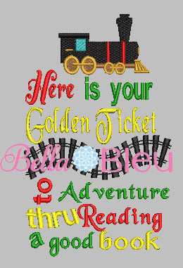 Inspired Polar Express Reading Pillow Golden Ticket Reading Adventure Train Machine Embroidery Design