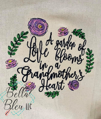 Grandma's Heart Flower Scribble Sketchy