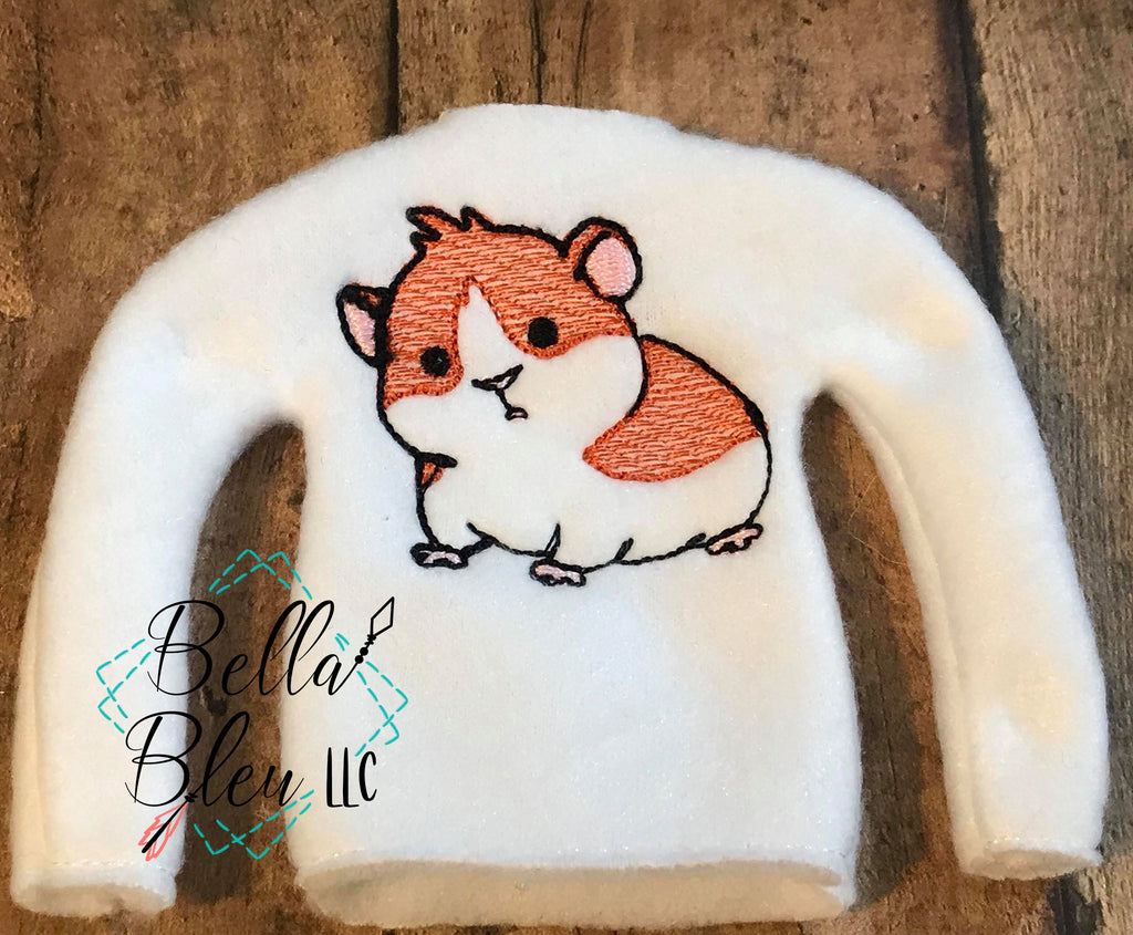 ITH Sketchy Hamster Elf Sweater Shirt machine embroidery design
