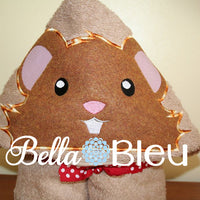 Hamster Hooded Towel Topper Peeker Machine Applique Embroidery Designs or Tee