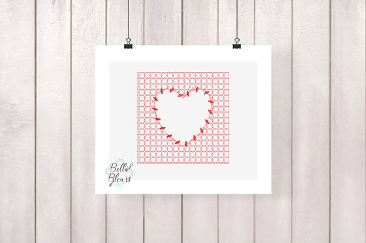 Heart Stipple Quilt Stipple  Machine Embroidery Design ITH