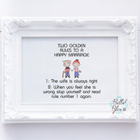 Golden Rule to Happy Marriage Saying Wedding Anniversary Embroidery Sketchy design