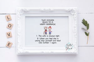 Golden Rule to Happy Marriage Saying Wedding Anniversary Embroidery Sketchy design