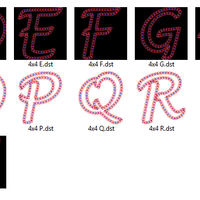 Heart Motif Alphabet Applique Machine Embroidery Design 4x4