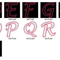 Heart Motif Alphabet Applique Machine Embroidery Design 6x10