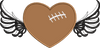Football Heart with Wings Applique