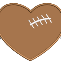 Football Heart with Wings Applique